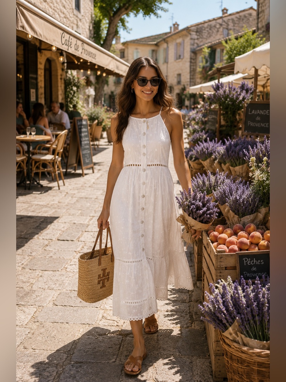 Farm Rio “Harmonia” White Eyelet Daisy Midi Dress - Sz Small or Medium - Picture 3 of 10